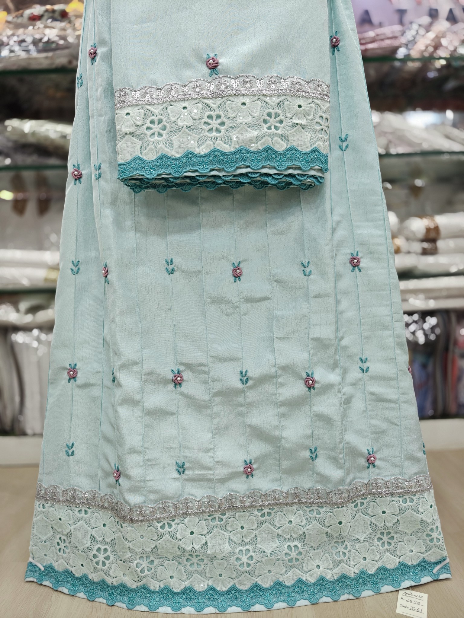  Mint Green Silk allover Handwork Rida 